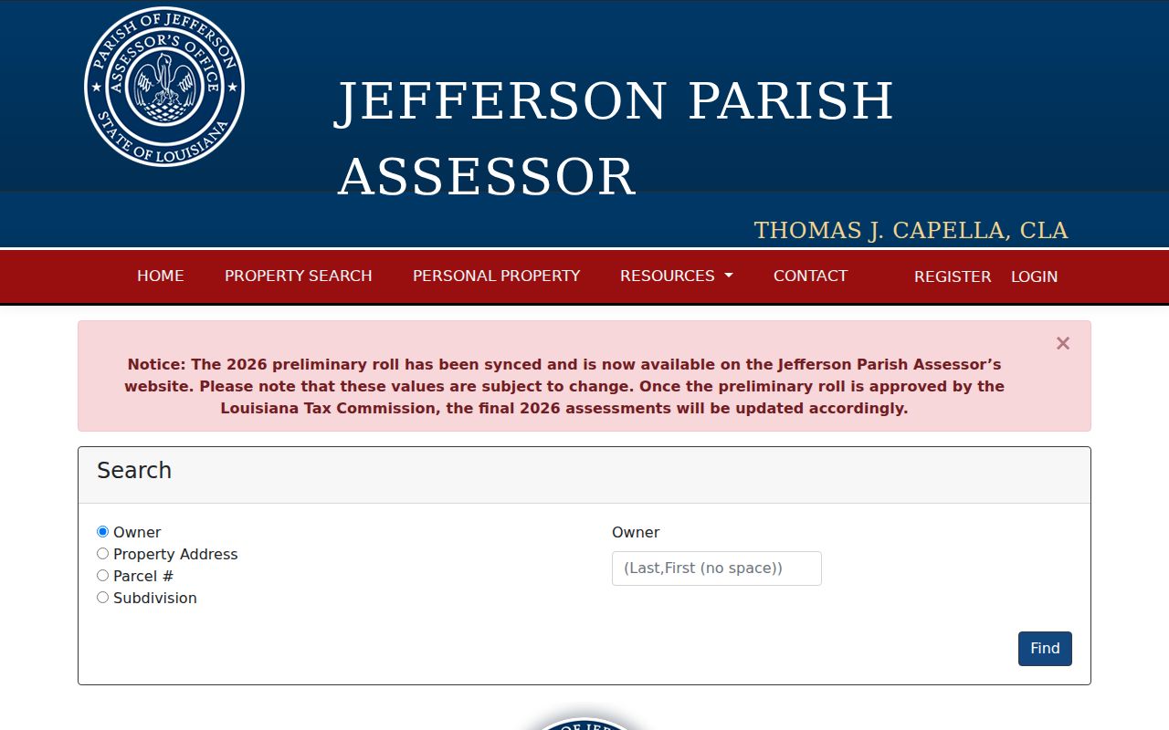 Kenner residents directory Jefferson Parish Assessor search