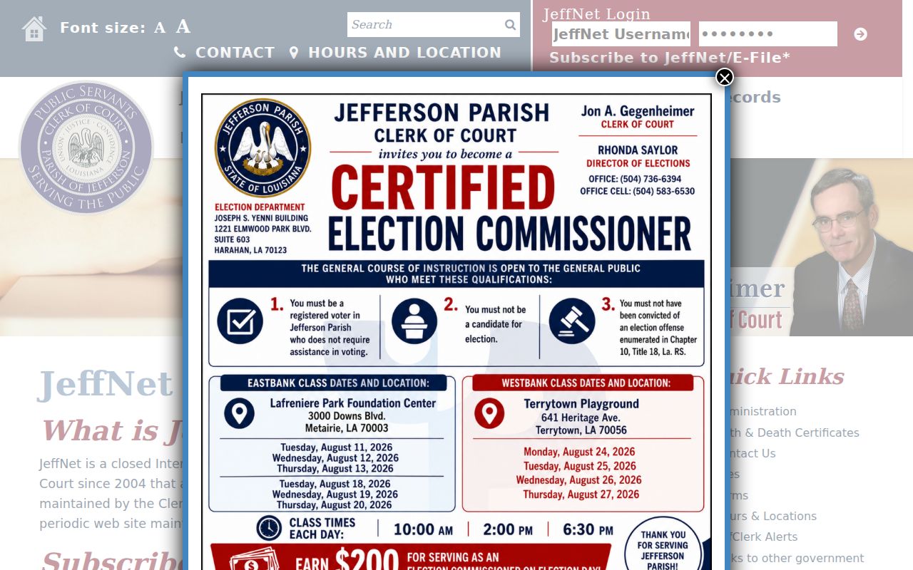 Kenner residents directory JeffNet records access
