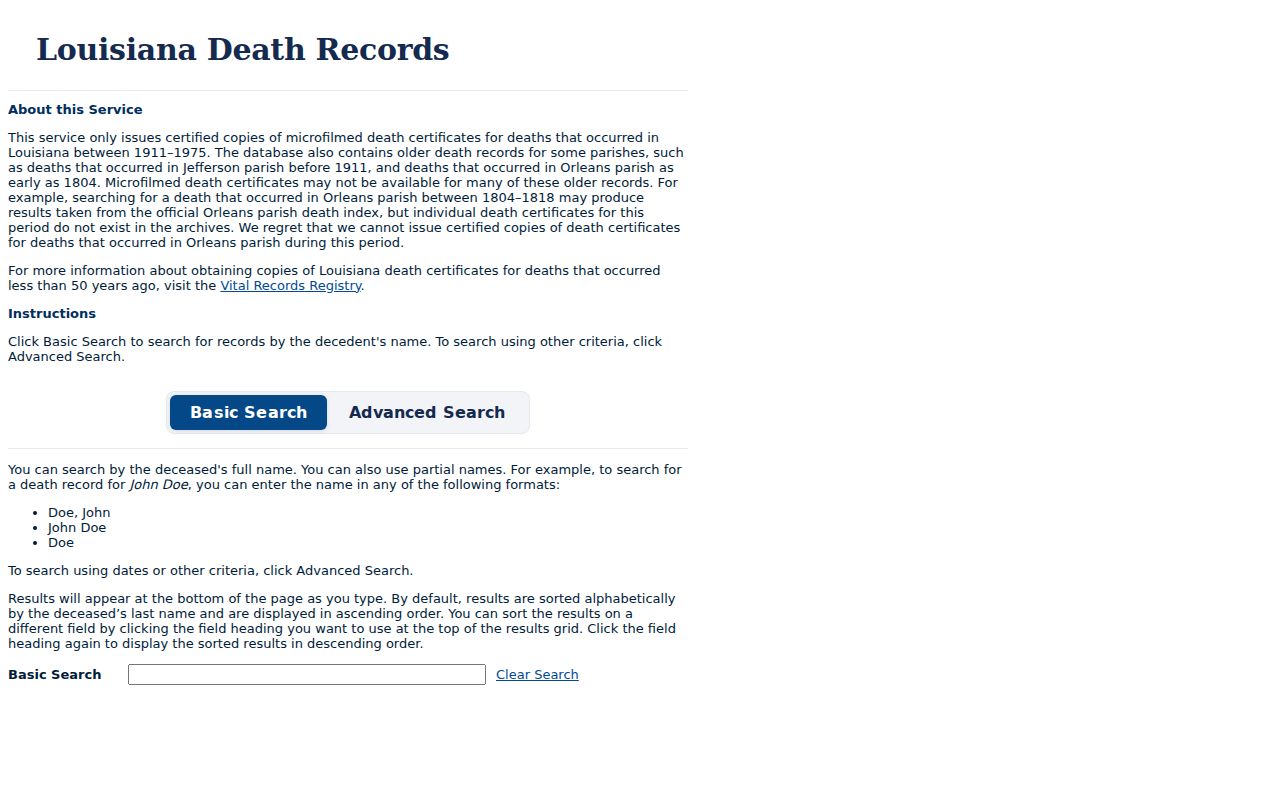 Kenner previous residents historical death search